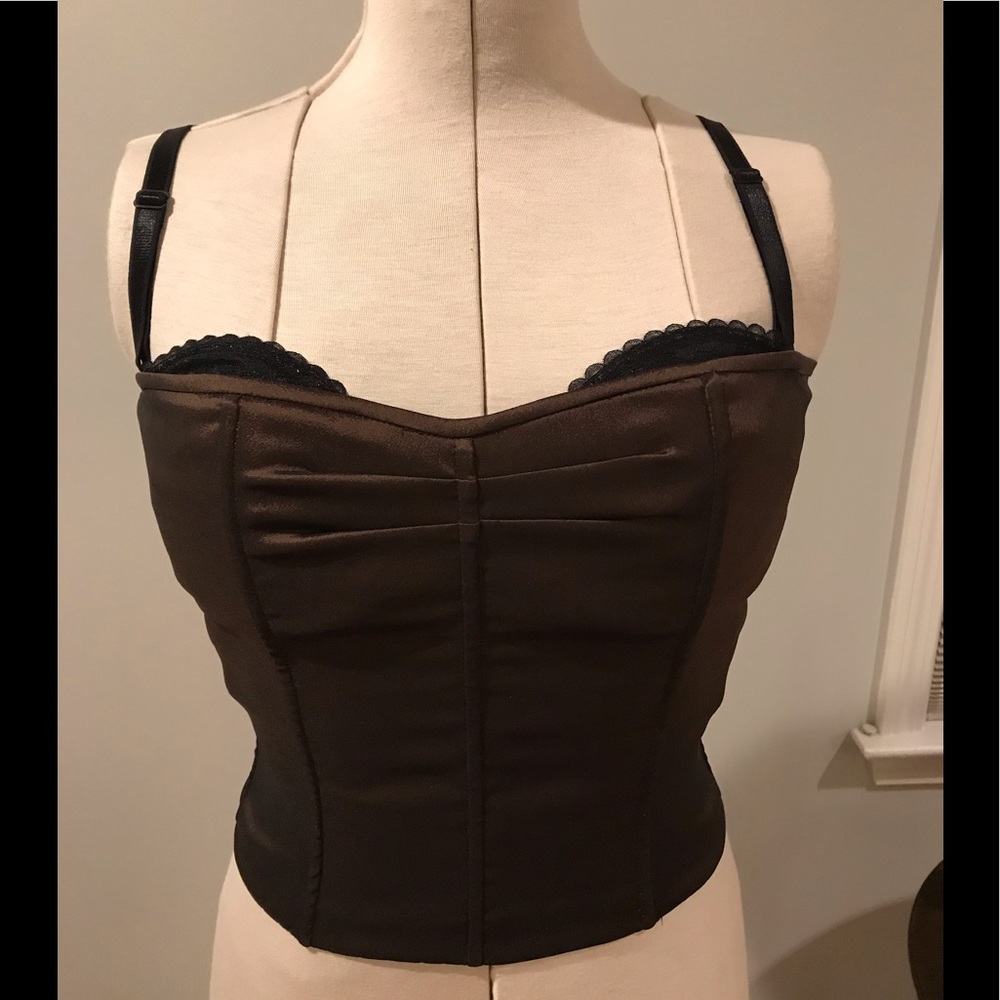 Dark brown corset w/ built in black bra Sz S